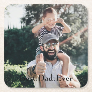 Best Dad Ever Personalised Photo Father's Day Square Paper Coaster