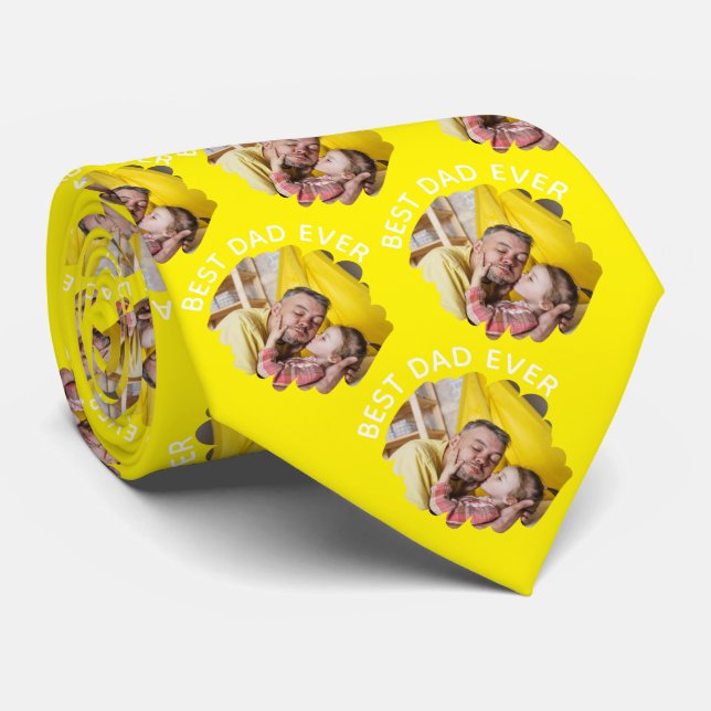 Best Dad Ever Personalised Photo Father's Day Tie (Rolled)