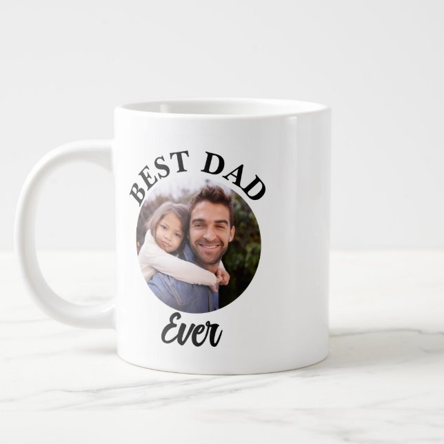 Best Dad Ever Personalised Photo Template Large Coffee Mug (Left)