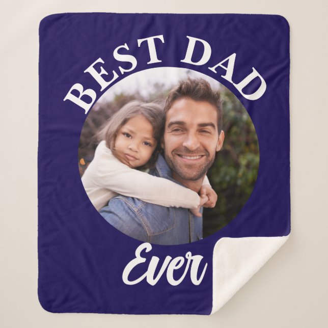 Best Dad Ever Personalised Photo Template Sherpa Blanket (Front)