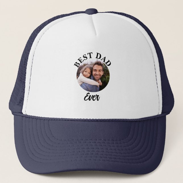 Best Dad Ever Personalised Photo Template Trucker Hat (Front)