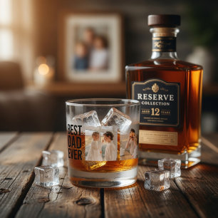 Best Dad Ever Personalised Photo Whiskey Glass