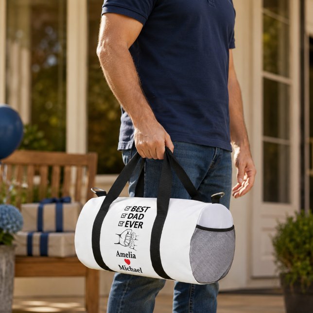 Best Dad Ever Personalised Small Duffel Bag (Creator Uploaded)