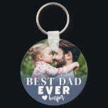 Best Dad Ever Personalized Photo Key Ring<br><div class="desc">Best Dad Ever Personalized Photo Keychain. This personalized “Best Dad Ever” keychain is a meaningful keepsake designed to celebrate Dad wherever he goes. The design features a bold blue gradient that adds a modern, polished look while highlighting the typography. “Best Dad Ever” is displayed prominently, with the option to change...</div>