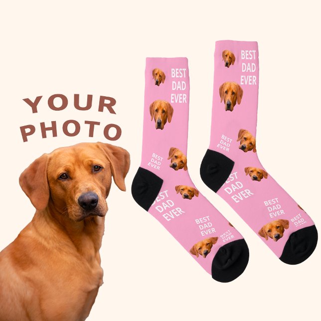 Best Dad Ever Pet Socks with Custom Photo and Text (Creator Uploaded)