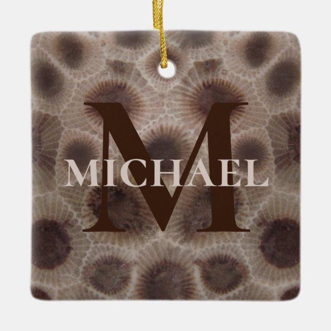 Best Dad Ever Petoskey Stone Michigan Great Lakes Ceramic Ornament (Front)