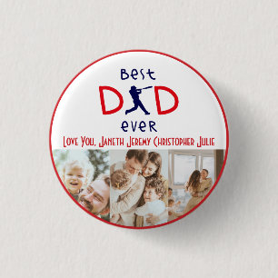 Best Dad Ever Photo Baseball Modern Fathers Day 3 Cm Round Badge