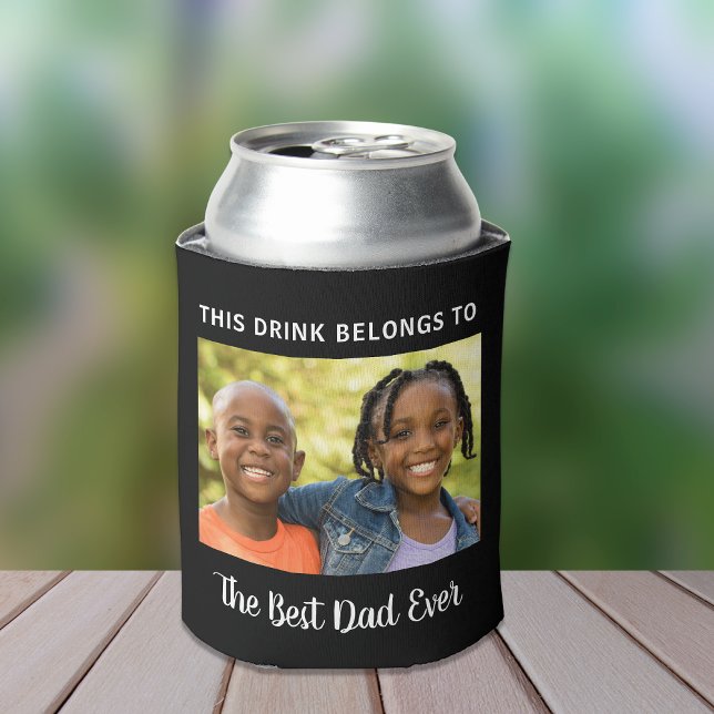 Best Dad Ever Photo Black Can Cooler (Creator Uploaded)