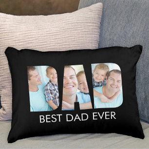 Best Dad Ever Photo Black Decorative Cushion