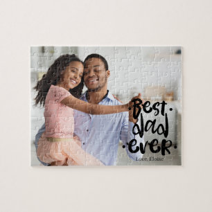 Best Dad Ever Photo Black Script Overlay Daughter Jigsaw Puzzle