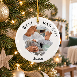 Best Dad Ever Photo Ceramic Tree Decoration