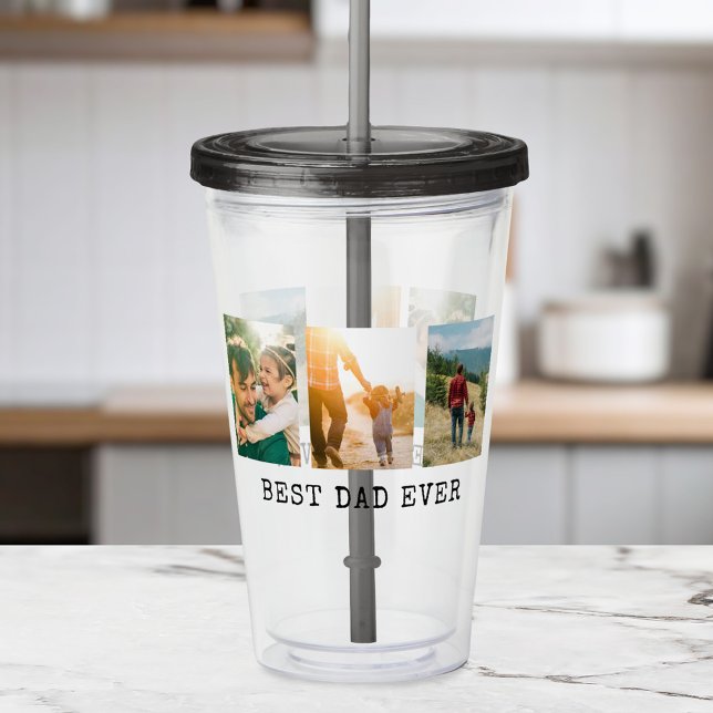 Best Dad Ever Photo Collage Acrylic Tumbler (Creator Uploaded)