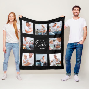 Best dad ever photo collage black white father fleece blanket
