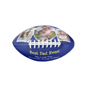 Best Dad Ever Photo Collage Blue Football American Football