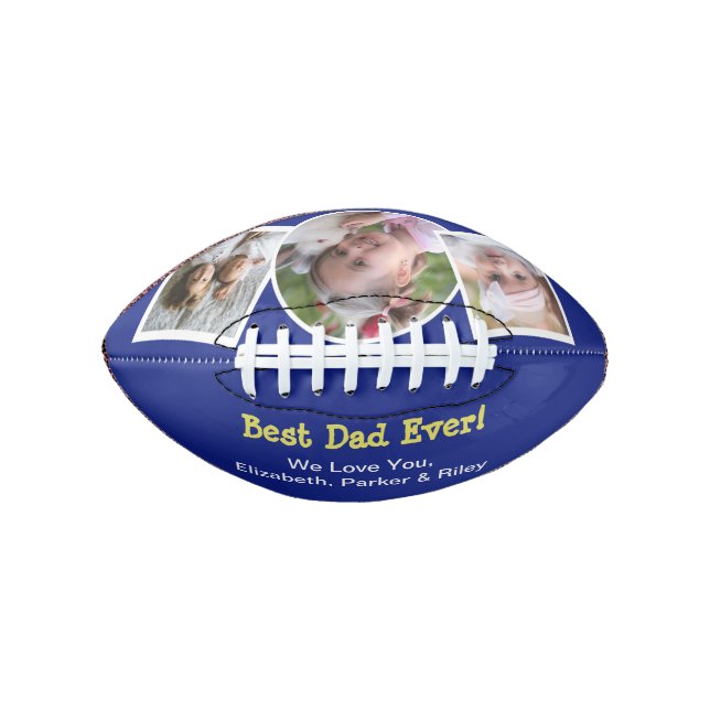 Best Dad Ever Photo Collage Blue Football American Football (Front)