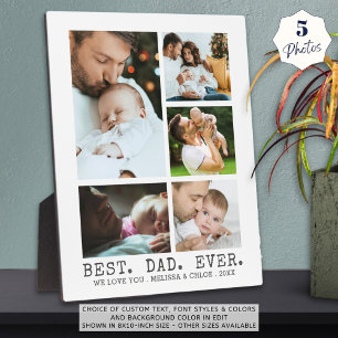 BEST DAD EVER Photo Collage Classic Type Plaque