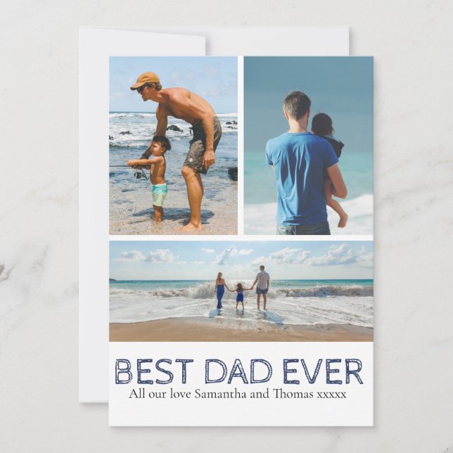Best Dad Ever photo collage Cool text Holiday Card (Front)