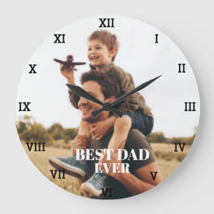 Best Dad Ever Photo Collage Create Your Own Large Clock