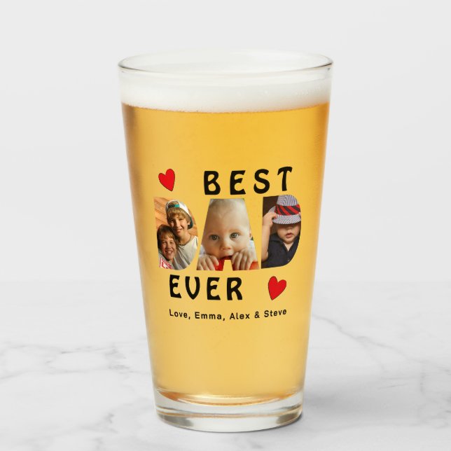 Best Dad Ever Photo Collage Custom Glass (Front Filled)