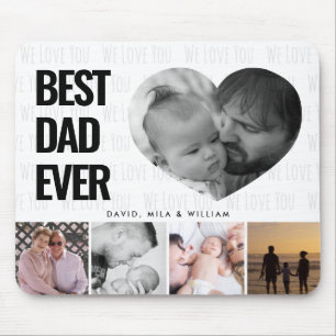 Best Dad Ever Photo Collage Family Mouse Mat