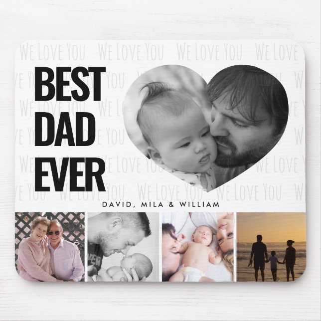 Best Dad Ever Photo Collage Family Mouse Mat (Front)
