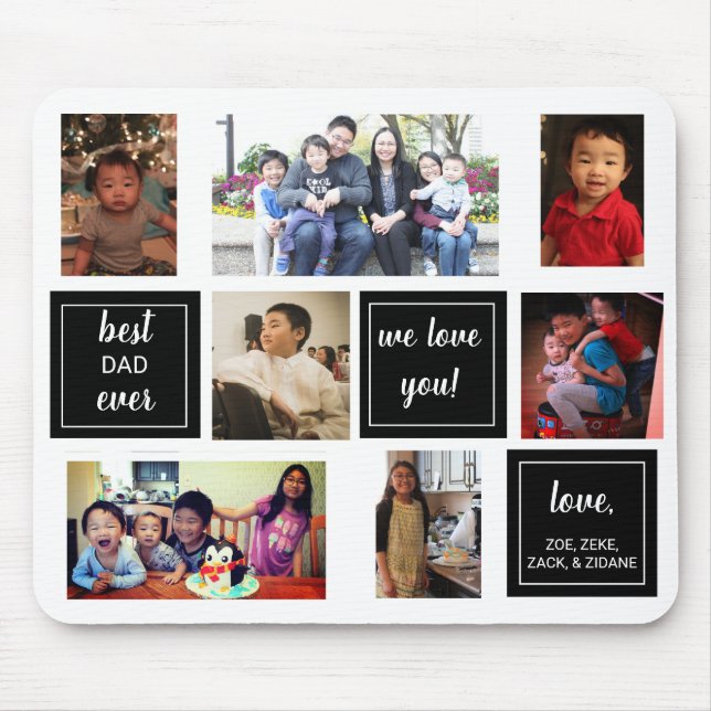 Best dad ever photo collage Father Gift Daddy Love Mouse Mat (Front)