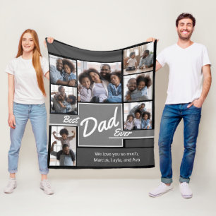 Best Dad Ever Photo Collage Father’s Day Fleece Blanket