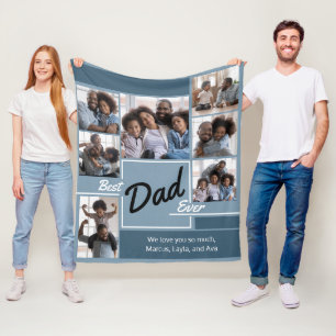 Best Dad Ever Photo Collage Father’s Day Fleece Blanket