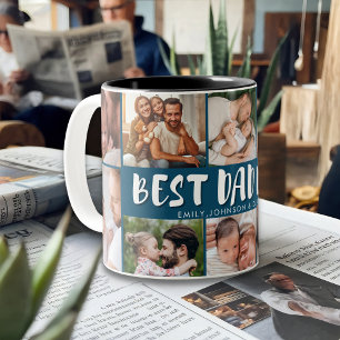 Best Dad Ever Photo Collage Father’s Day Gift  Two-Tone Coffee Mug
