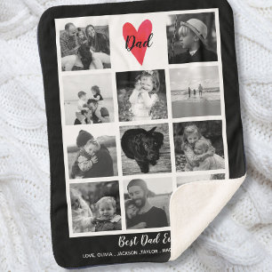 Best Dad Ever Photo Collage Father's Day Birthday Sherpa Blanket