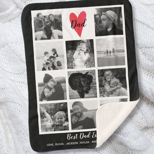 Best Dad Ever Photo Collage Father's Day Birthday Sherpa Blanket (Creator Uploaded)
