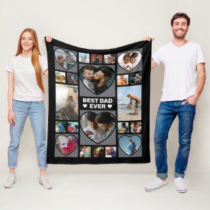 Best Dad Ever Photo Collage Father's Day  Fleece B Blanket
