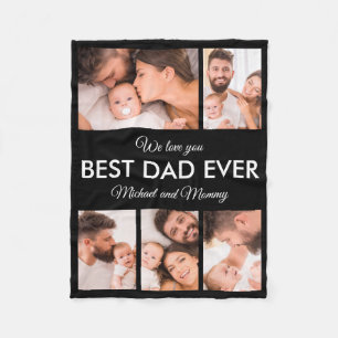 Best Dad Ever Photo Collage Fathers Day Fleece Blanket