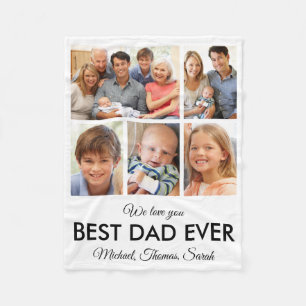Best Dad Ever Photo Collage Fathers Day Fleece Blanket
