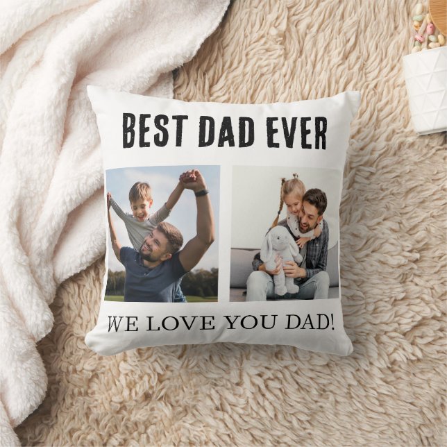 Best Dad Ever  Photo Collage Father's day Gift  Cushion (Blanket)