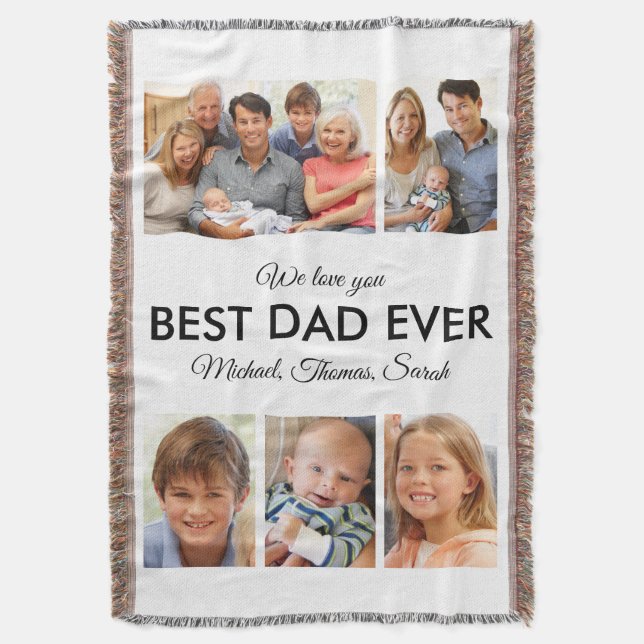 Best Dad Ever Photo Collage Fathers Day Throw Blanket (Front Vertical)