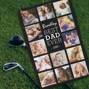 Best Dad Ever Photo Collage Golf Towel