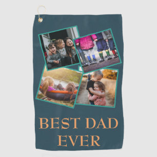 Best Dad Ever Photo Collage Golf Towel
