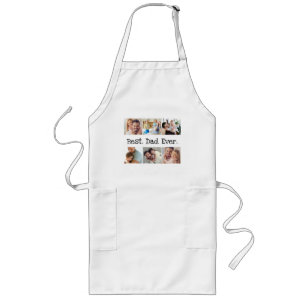 Best Dad Ever Photo Collage in White with Black Long Apron