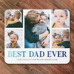 Best Dad Ever Photo Collage Mouse Mat<br><div class="desc">Custom dad mousepad featuring 5 cute photos of him and the kids,  the words "BEST DAD EVER" in a modern blue gradient font,  and the childrens names.</div>