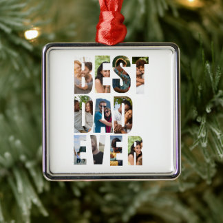 Best Dad Ever | Photo Collage Placeholder Template Metal Tree Decoration