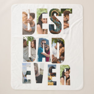 Best Dad Ever Photo Collage Placeholder Template Sherpa Blanket