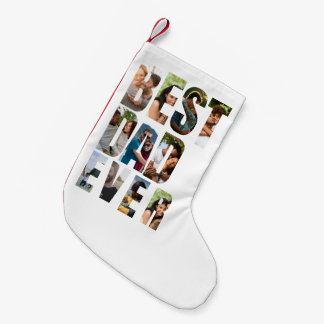 Best Dad Ever | Photo Collage Placeholder Template Small Christmas Stocking