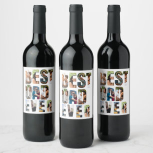 Best Dad Ever Photo Collage Placeholder Template Wine Label