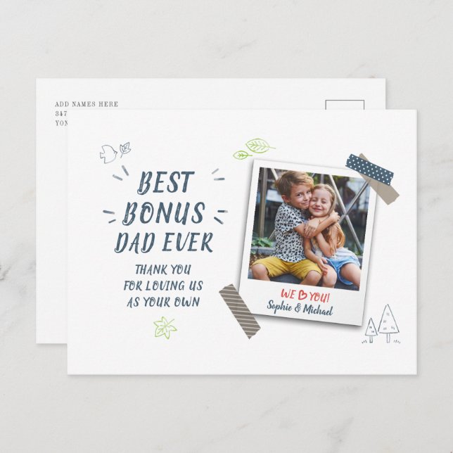 Best Dad Ever Photo Custom Holiday Postcard (Front/Back)