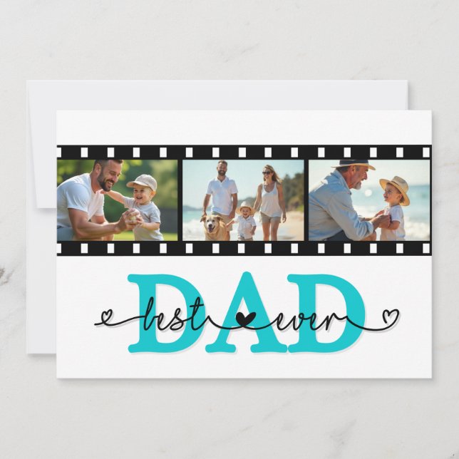 Best Dad Ever Photo Film Strip Card, Fathers day Card (Front)
