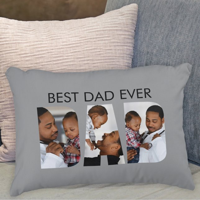 Best Dad Ever Photo Grey Decorative Cushion (Creator Uploaded)