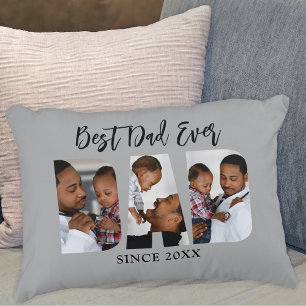 Best Dad Ever Photo Grey Decorative Cushion