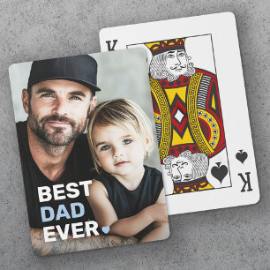Best dad ever photo heart fathers day playing cards