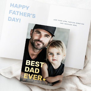 Best dad ever photo heart fathers day real foil greeting card